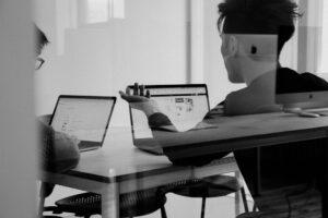 Photo magnifying glass, office culture